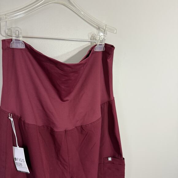 Figs Women's Size XL Burgundy Yola Maternity Skinny Scrub Pants New - Picture 2 of 4